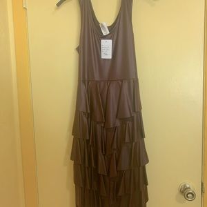 Burgundy stretch leather-like dress Size M.